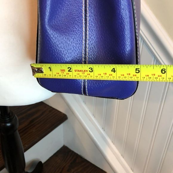 KATE SPADE Cobalt Blue Leather Satchel Tote Shoulder Bag with Three Sections - Picture 6 of 15